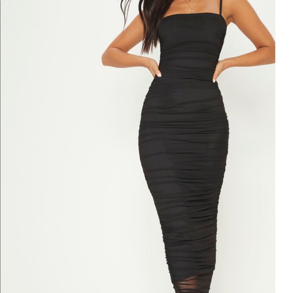 PLT Black Mesh Maxi Dress